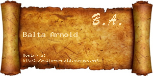 Balta Arnold névjegykártya